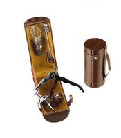 Coffret en cuir cylindrique Coffret cadeau de luxe tire-bouchon et ouvre-bouteille pour les amateurs de vin