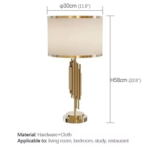 GROSSHÄNDLER für Beleuchtung: Luxuriöse Tischlampe mit Stoffschirm, Metall-Schlafzimmer-Nachttischlampe - Product Image 4