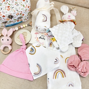 Set <span class=keywords><strong>de</strong></span> Regalo <span class=keywords><strong>para</strong></span> Baby Shower - Manta Envolvente <span class=keywords><strong>de</strong></span> Conejo y Elefante con Gorro, Manoplas, <span class=keywords><strong>Botitas</strong></span> y Babero a Juego <span class=keywords><strong>para</strong></span> Recién Nacido, Accesorio <span class=keywords><strong>para</strong></span> Fotos - Product Image 4