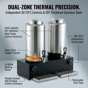 Distributeur de boissons électrique 6L à double tête en acier inoxydable pour usage commercial (hôtels, restaurants) - Product Image 3