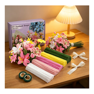 High Quality Craft Supplies Bulk <b>Soft</b> Velvet Chenille Pipe Cleaner Set for Handmade Art School Decoration Pipe Cleaner Bouquet - Product Image 4