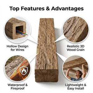Luxury Faux <strong>Wood</strong> Ceiling <strong>Beams</strong> Polyurethane Decorative <strong>Beams</strong> with Realistic Grain for Villa Interior Ceiling Design - Product Image 5