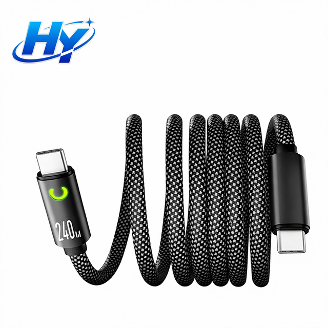 240W Pure Copper Magnetic Fast-Charging Data Cable with PVC Jacket for Tablets USB 3.1 Type-C Connector