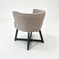 Fauteuil de salle à manger moderne en lin beige rembourré avec pieds en bois massif pour la maison, l'hôtel, la restauration