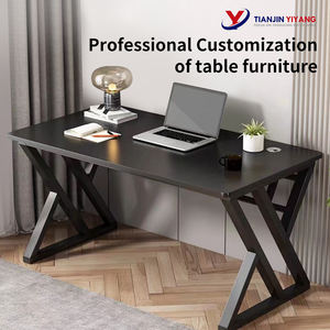 Scrivania Moderna con Struttura in Metallo e Piano in Legno, Tavolo da <span class=keywords><strong>Studio</strong></span> e Ufficio, Scrivanie per Computer con Dimensioni e Colori Personalizzabili per Gaming e Uso Ufficio - Product Image 1