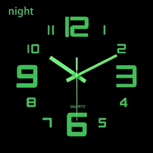 12 "30cm home Decor Round quartz glow Glow-in-the-dark Digital Wall clock MDF Glow wholesale in silent wood clock