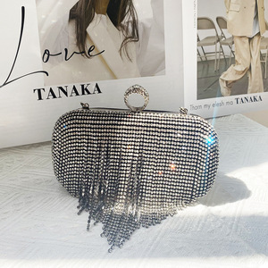 Hot Selling Beaded Clutch Bag With Ring Handle Sparkling Evening Party Purse Crystal Diamond Crossbody Handbag shiny handbags - Product Image 5
