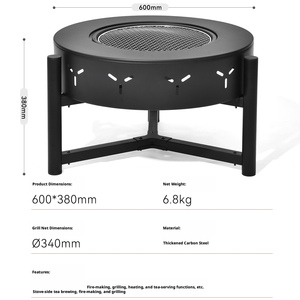 Abnehmbares Rundes Grillset für Zuhause, Innen- und Terrassenbereich, Barbecue-Grill-Kit für Winter-Lagerfeuer, Teezubereitung und Outdoor-Treffen - Product Image 4