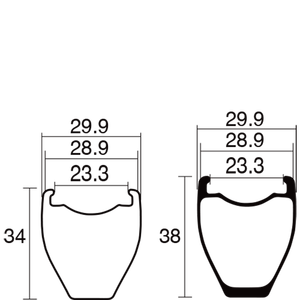 Arch Bridge 700c Llantas de bicicleta de carretera Fibra de carbono UD Clincher con 23,3mm de ancho y 34mm/38mm Freno de disco de perfil" - Product Image 2