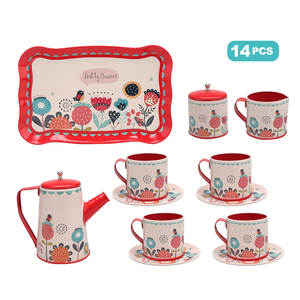 Ensemble de jeu de café et de thé pour enfants de 15 pièces - Accessoires de cuisine complets pour jeux de rôle avec tasses, soucoupes et plateau pour les filles - Product Image 4