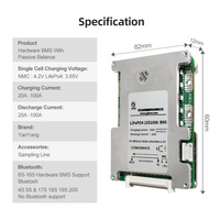 Scheda Circuito 48V 100AH 15S 100A per Batteria al Litio 18650 LifePO4, Sistema BMS 48V 100AMP per Veicoli a 2 Ruote