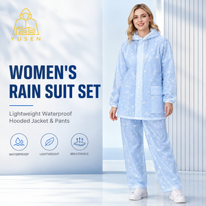 Conjunto de Impermeable y Pantalones de Lluvia de PVC para <span class=keywords><strong>Mujer</strong></span>, con Adhesivo Completo, Engrosado, Antitormenta, para Recolección de Té, Pesca, Turismo y Motociclismo - Product Image 1