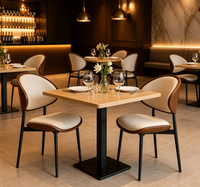 Tables et chaises de salle à manger en bois pour restaurant, pieds en métal, revêtement en cuir facile à nettoyer, personnalisables, fabriquées en Chine
