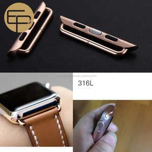 MIM de bonne qualité 38 40 42 44mm brossé poli argent noir or 316L vis en acier inoxydable adaptateur pour bande de Montre Apple - Product Image 5