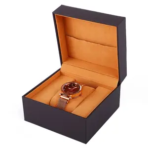 Hanhong fábrica fabricantes elegante diseño reloj paquete caja lujo PU cuero regalo paquete Flip personalizado reloj caja