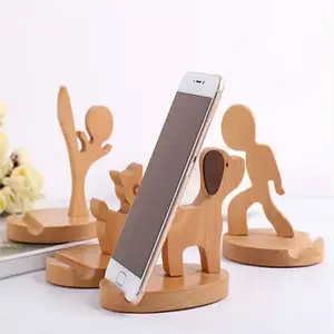 Wooden Cartoon Mobile Phone Base Lazy Man Wooden Mobile Phone Bracket