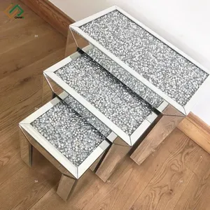 Luxus Crushed verspiegelte Side board Konsolen schrank mit 2 Türen 3 Schubladen