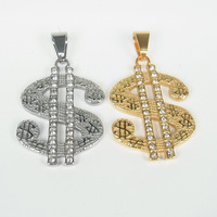 Collier unisexe hip-hop en acier inoxydable plaqué or avec pendentif dollar et chaîne gourmette – Style tendance