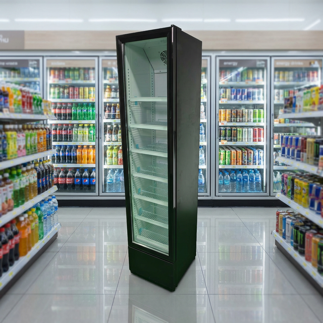 175L Large Capacity Single Glass Door Display Refrigerator, Commercial Standing Cabinet Type with Lock Refrigerator
