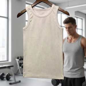 メンズ ハイストリートスタイル ニットタンクトップ ソフトで通気性のあるエコフレンドリーなノースリーブ<span class=keywords><strong>T</strong></span>シャツ デイリー＆スポーツ用 - Product Image 1