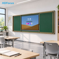 Armoire à tableau noir coulissante OEM pour écran plat interactif de 75 pouces, tableau magnétique à quatre faces, tableau noir à craie pour salle de classe