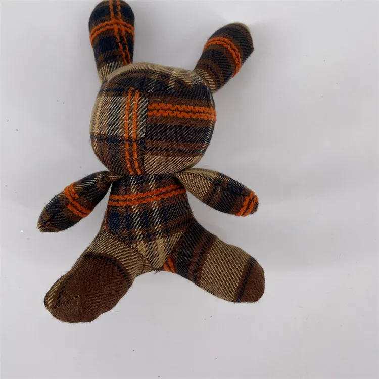 Newest plaid rabbit custom plush toy for clothes decoration