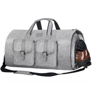 Bolsa de traje plegable para hombre de alta calidad con logotipo personalizado de fábrica BSCI, con compartimento para zapatos, convertible en bolsa de viaje para fin de semana. - Product Image 4