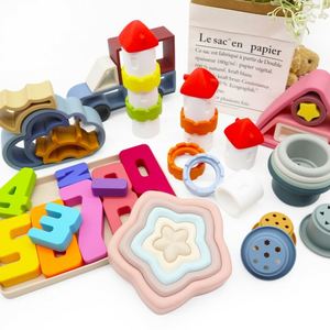 New melikey BPA miễn phí giáo dục lâu đài trẻ em <span class=keywords><strong>Stacker</strong></span> Silicone khối xây dựng <span class=keywords><strong>cup</strong></span> phân loại làm tổ Xếp Chồng Đồ chơi - Product Image 6