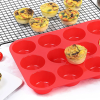 Moule à gâteau en silicone de qualité alimentaire, écologique, 12 cavités pour muffins, idéal pour la préparation de gelées, de poudings et de tartes aux œufs, outil de cuisson DIY