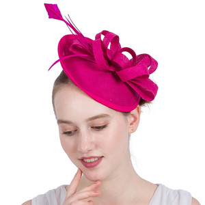 Sombreros Fascinadores de Plumas de Avestruz Amarillas y Cáñamo, Estilo Británico <span class=keywords><strong>Retro</strong></span>, Moda Femenina, Simples, para Fiestas de Té y Cócteles - Product Image 3