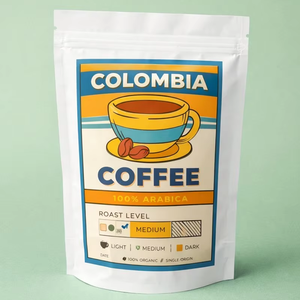 Pochette à café personnalisée à fond plat |   Format Doypack |   Laminé haute barrière |   Sacs imprimés OEM - Product Image 1