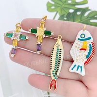 Pendentif en forme de gros poisson de la collection Bohemia Jewelry pour la création de colliers, série été, pendentif animal en émail, collier de poisson