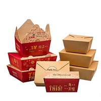 Boîtes à lunch jetables en papier kraft de qualité commerciale, contenants à emporter pour poulet frit à la coréenne, collations, livraison de restauration rapide