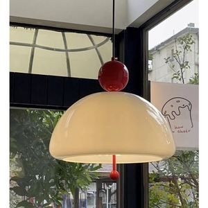 French Cream Style Glass Pendant <b>Light</b> White Round E27 <b>LED</b> Single Head Chandelier For Dining Room Bedroom Bauhaus Design - Product Image 1