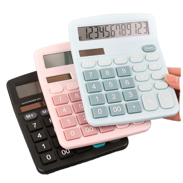 12 Digits Electronic Calculator Solar Calculator Dual Power Supply Calculator for Home Office School Financial Accounting Tools