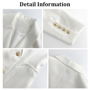 ZYHT 5406 bianco doppiopetto elegante ufficio da donna abito Casual scollo a V sottile abiti da giacca carriera da donna - Product Image 4