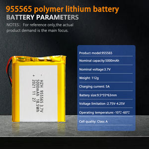 Полимерный литиевый аккумулятор KC 955565 5000 мАч 18,5wh 3,7 В <span class=keywords><strong>800</strong></span> циклов для дистанционного управления автомобильным мобильным зарядным устройством <span class=keywords><strong>Li</strong></span> <span class=keywords><strong>Po</strong></span> - Product Image 2