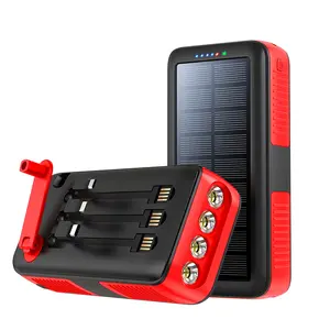 Hot 3 In 1 5V 2.1A Snelle Opladen Led Zaklamp Draagbare Hand Aangezwengeld Solar Power Bank 61200Mah