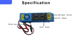 Mini onduleur Type 200w onduleur Dc 12v à <span class=keywords><strong>220v</strong></span> 230v 240v Ac convertisseur de voiture Dc à Ac prix d'usine avec <span class=keywords><strong>pince</strong></span> <span class=keywords><strong>crocodile</strong></span> - Product Image 3