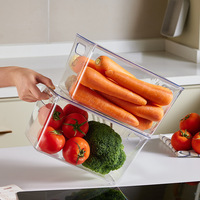 Boîte de rangement alimentaire rectangulaire en plastique PET transparent sans BPA, tiroir coulissant empilable, couvercle hermétique, organisateur de réfrigérateur
