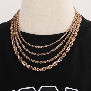 Catena a Corda Intrecciata in Oro Massiccio 10K per Uomo, 5mm 5.5mm, Collana in Oro <span class=keywords><strong>14K</strong></span>, Corda Senza Filo in Acciaio - Product Image 5