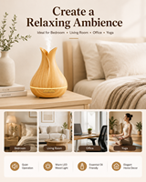 Diffuseur d'aromathérapie moderne et tendance de 400 ml à effet bois, compatible avec l'application intelligente Tuya via Wi-Fi 2,4 GHz pour la maison connectée