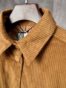 Veste d'hiver imperméable <span class=keywords><strong>Softshell</strong></span> pour homme Manteau en polaire coupe-vent simple boutonnage OEM Veste en duvet de coton texturé en velours côtelé - Product Image 4