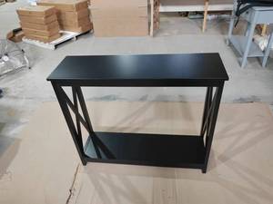 Mesa Auxiliar Estrecha de 2 Niveles con Estante de Almacenamiento, Mesa de Entrada para <span class=keywords><strong>Pasillo</strong></span>/Recibidor/Sala de Estar/Corredor/Oficina, Negra - Product Image 3