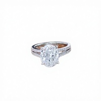 Bague Classique en Argent Sterling 925 Plaqué Or Rhodium avec Moissanite Ovale 3 carats Sertie à Griffes pour Fiançailles, Mariage, Anniversaire et Fêtes