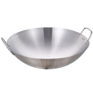 Wok de Acero Inoxidable 201 con Doble Asa en Varios Tamaños, Apto para Restaurantes y Uso Doméstico - Product Image 5