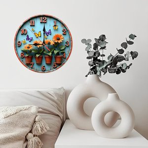Round Wooden Wall <b>Clock</b> 25x25Cm <b>Art</b> Decor Quiet Movement Home Living Room Background <b>Clock</b> - Product Image 3