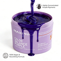 Masque capillaire violet neutralisant les tons jaunes et les reflets brassy dans les cheveux blonds, masque capillaire violet bio sans sulfate anti-jaunissement.