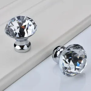 30mm 40mm 50mm Crystal Furniture Handle Knobs Dresser Glass Crystal Cabinet Knobs Handles