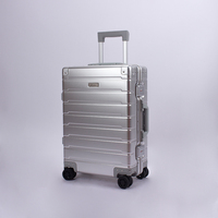 Échantillon de logo disponible, valise de cabine de luxe en aluminium, fermeture éclair TSA sans fermeture éclair, panneau imperméable, écologique, légère, en polyester